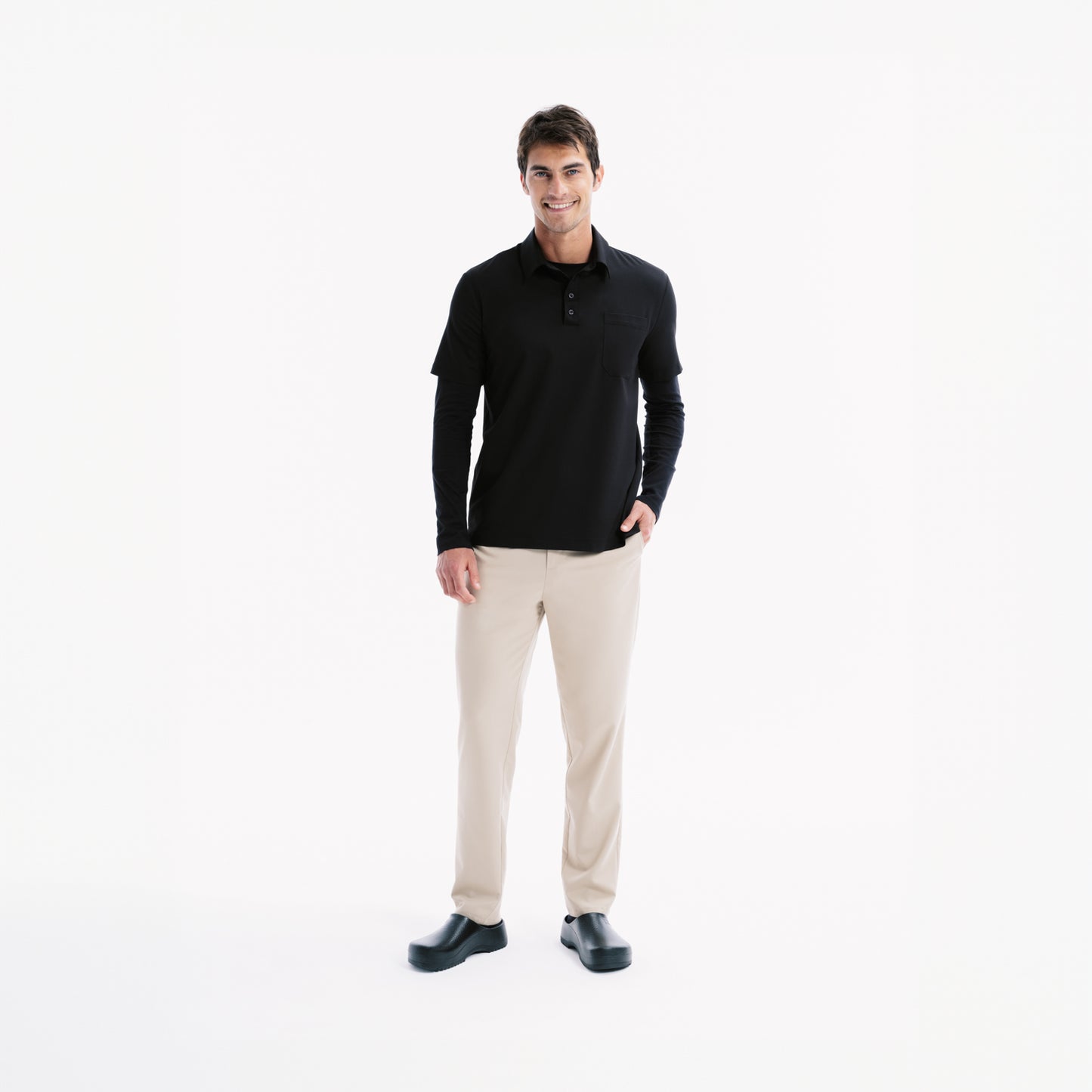 Bowie Short Sleeve Black Polo Scrub