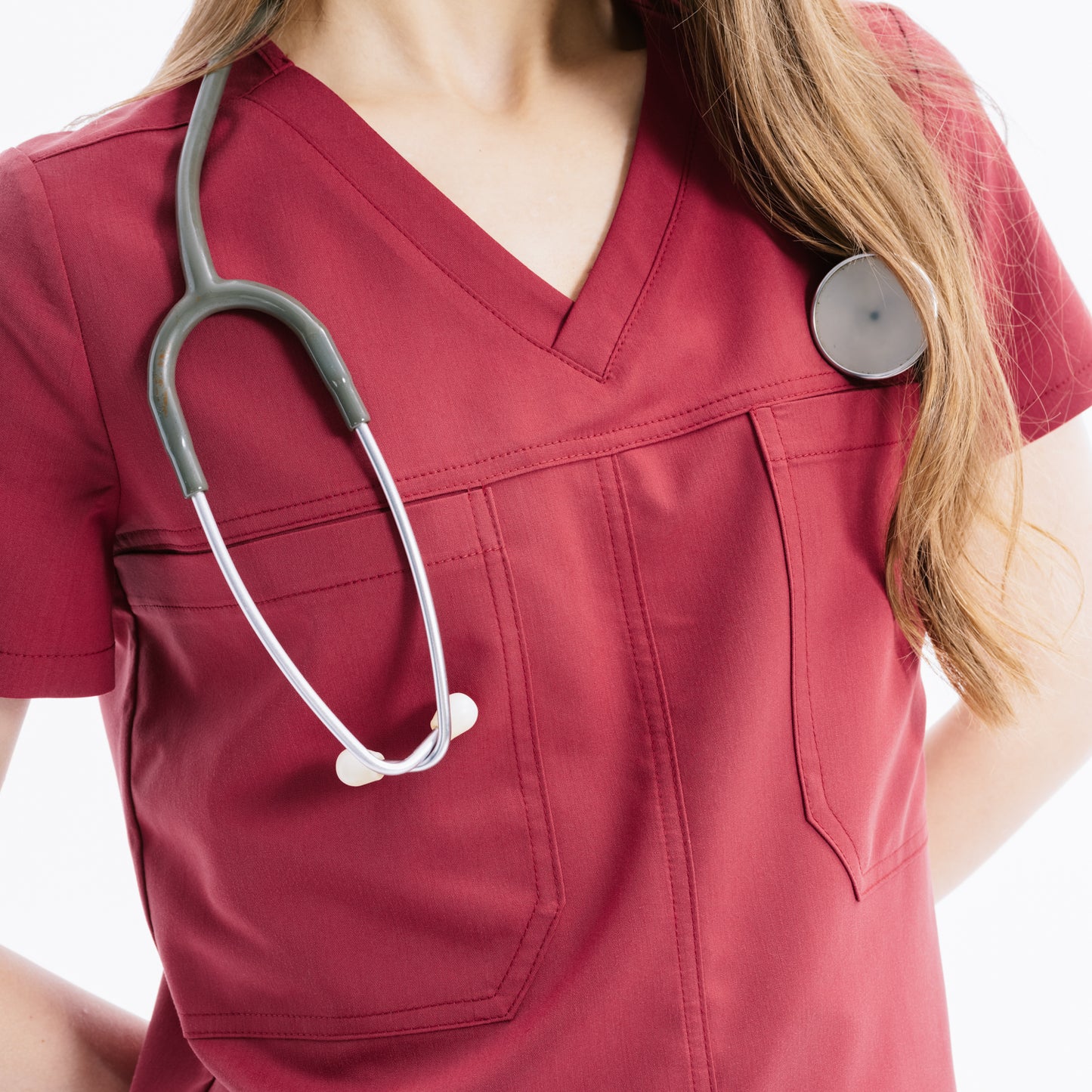 Ezra Two Pocket Chili Scrub Top