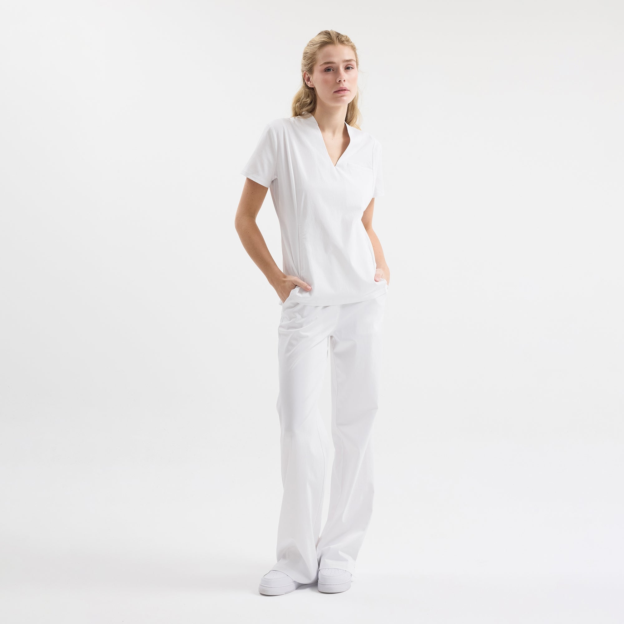 Chicago Beli Lastikli White Scrub Pantolon