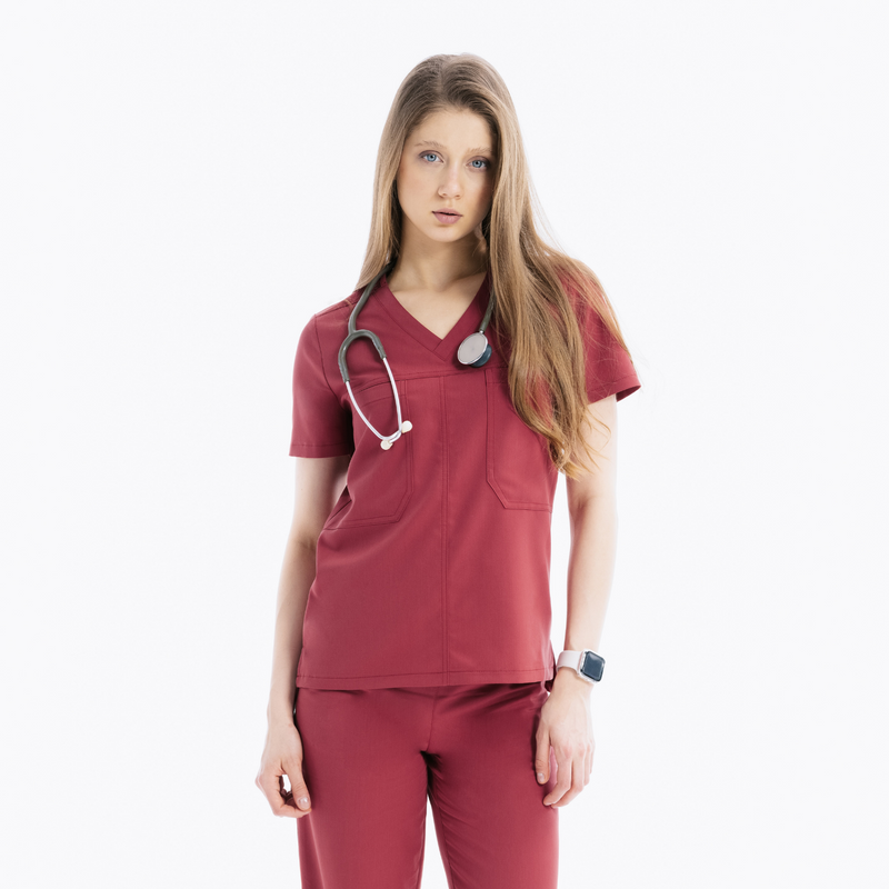 Ezra İki Cepli Chili Scrub Üst