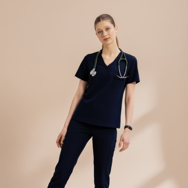 Berkley Single Pocket Navy Scrub Top