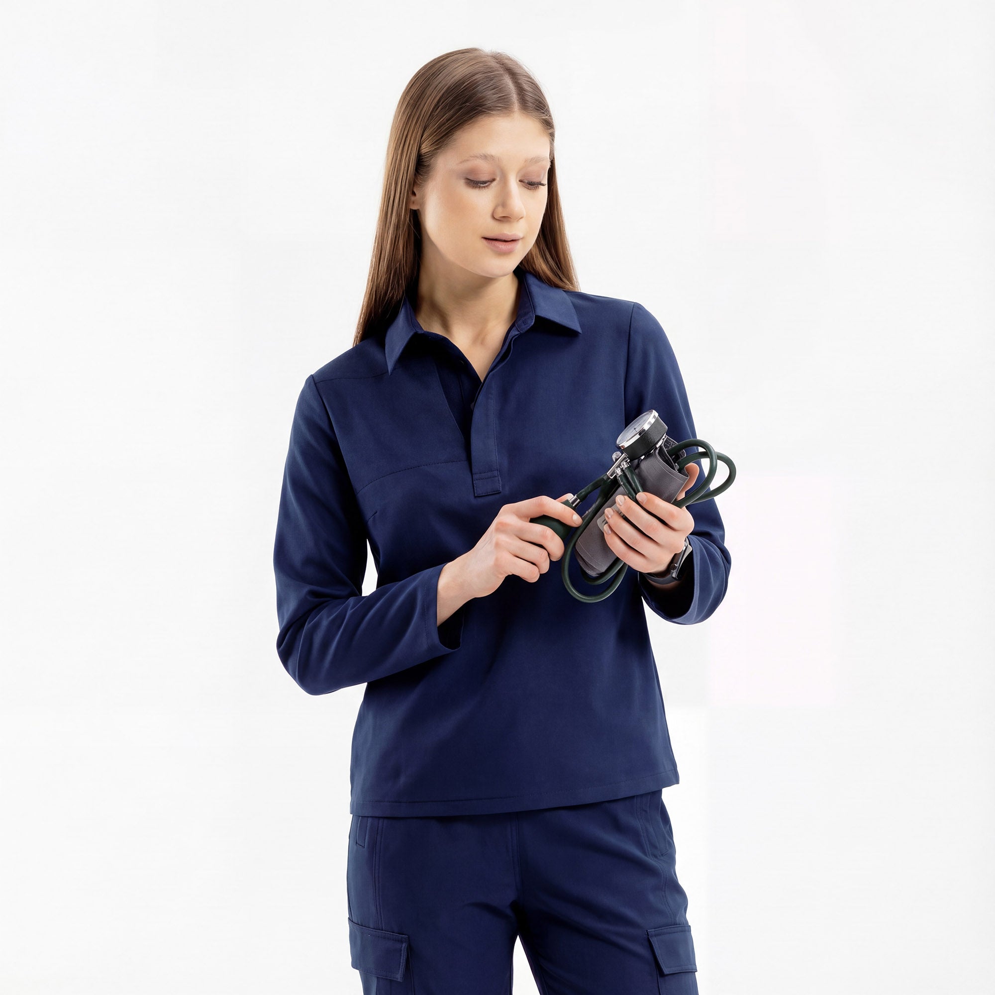 Enzo Uzun Kol Navy Scrub Üst