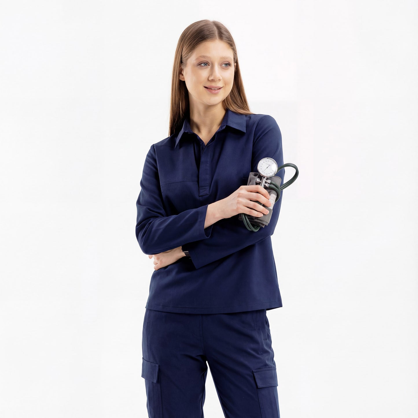 Enzo Long Sleeve Hunter Green Scrub Top