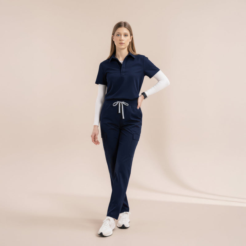 Enzo Short Sleeve Navy Scrub Top