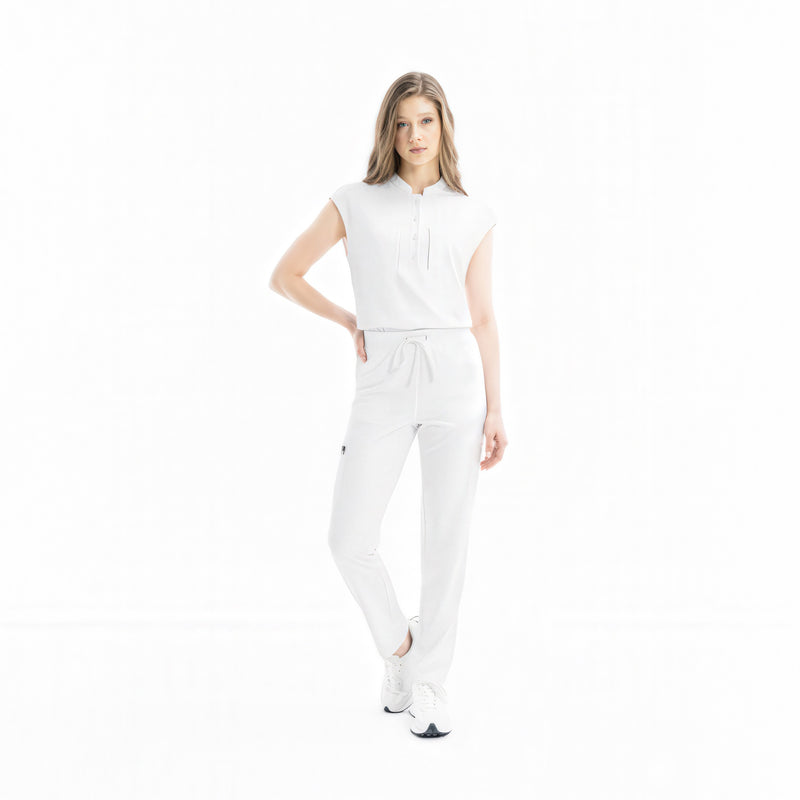 Verve Mandarin Yaka White Scrub Üst