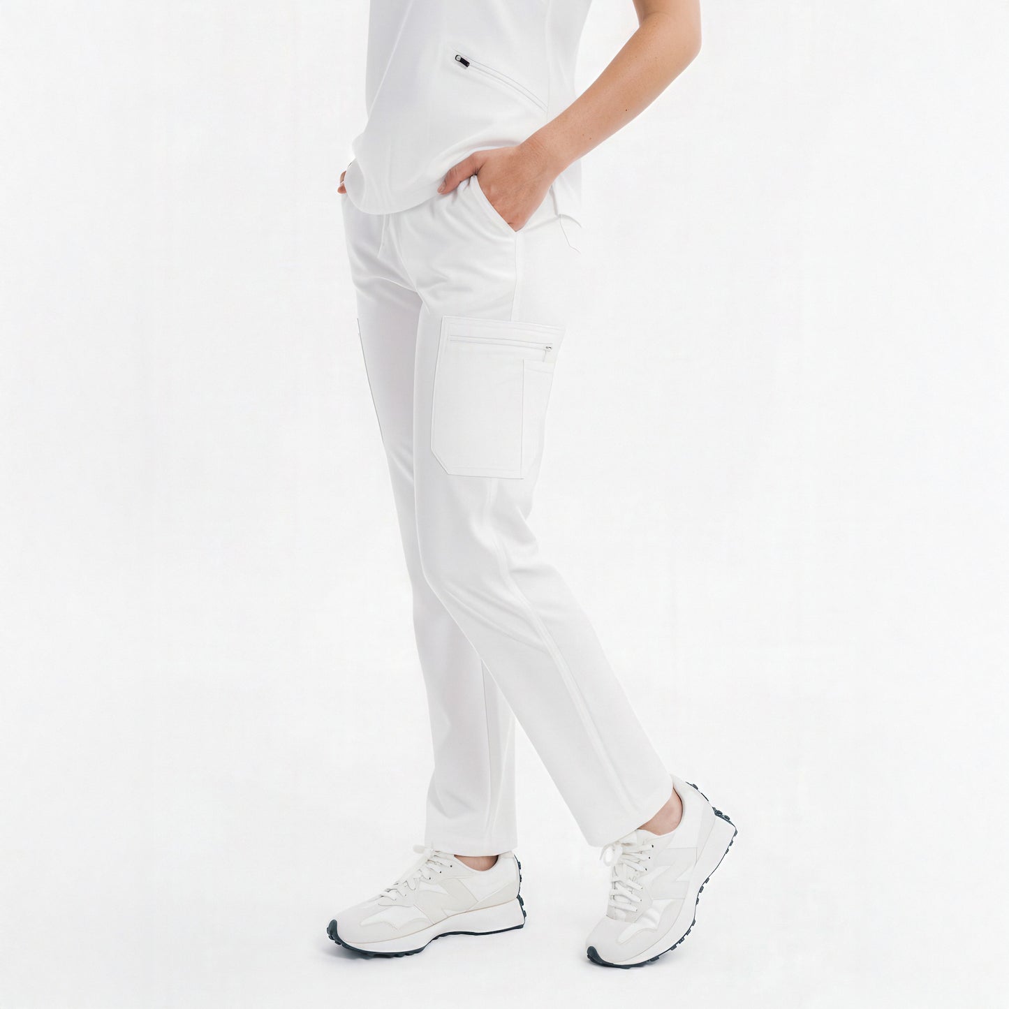 Maya Slim White Scrub Pants