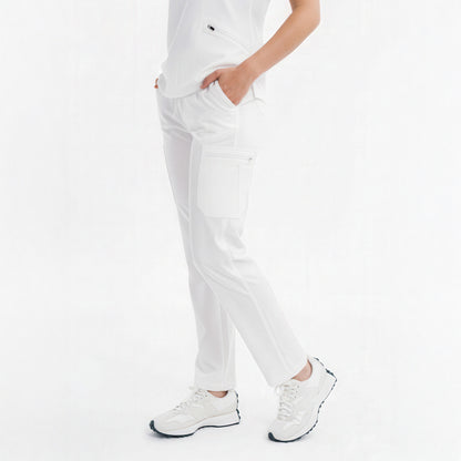 Maya Slim White Scrub Pants