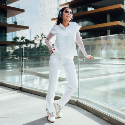 Verve Mandarin Yaka White Scrub Üst