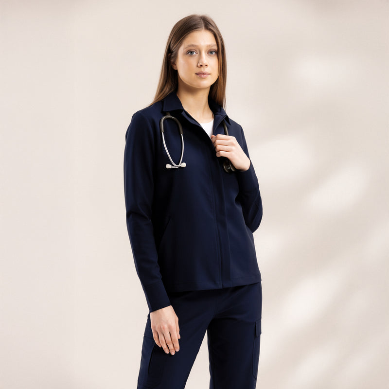 Echo Uzun Kollu Navy Scrub Ceket