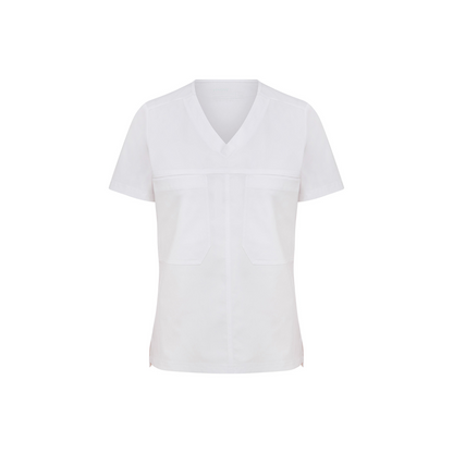 Ezra İki Cepli White Scrub Üst