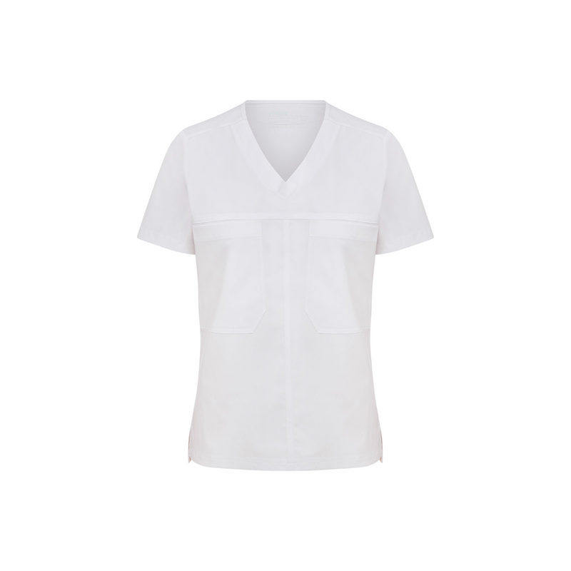 Ezra İki Cepli White Scrub Üst