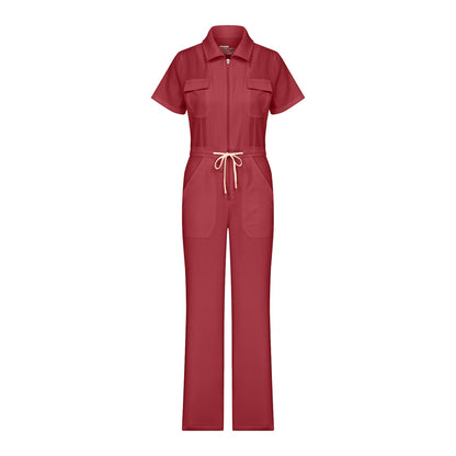 Serene Chili Scrub Overalls