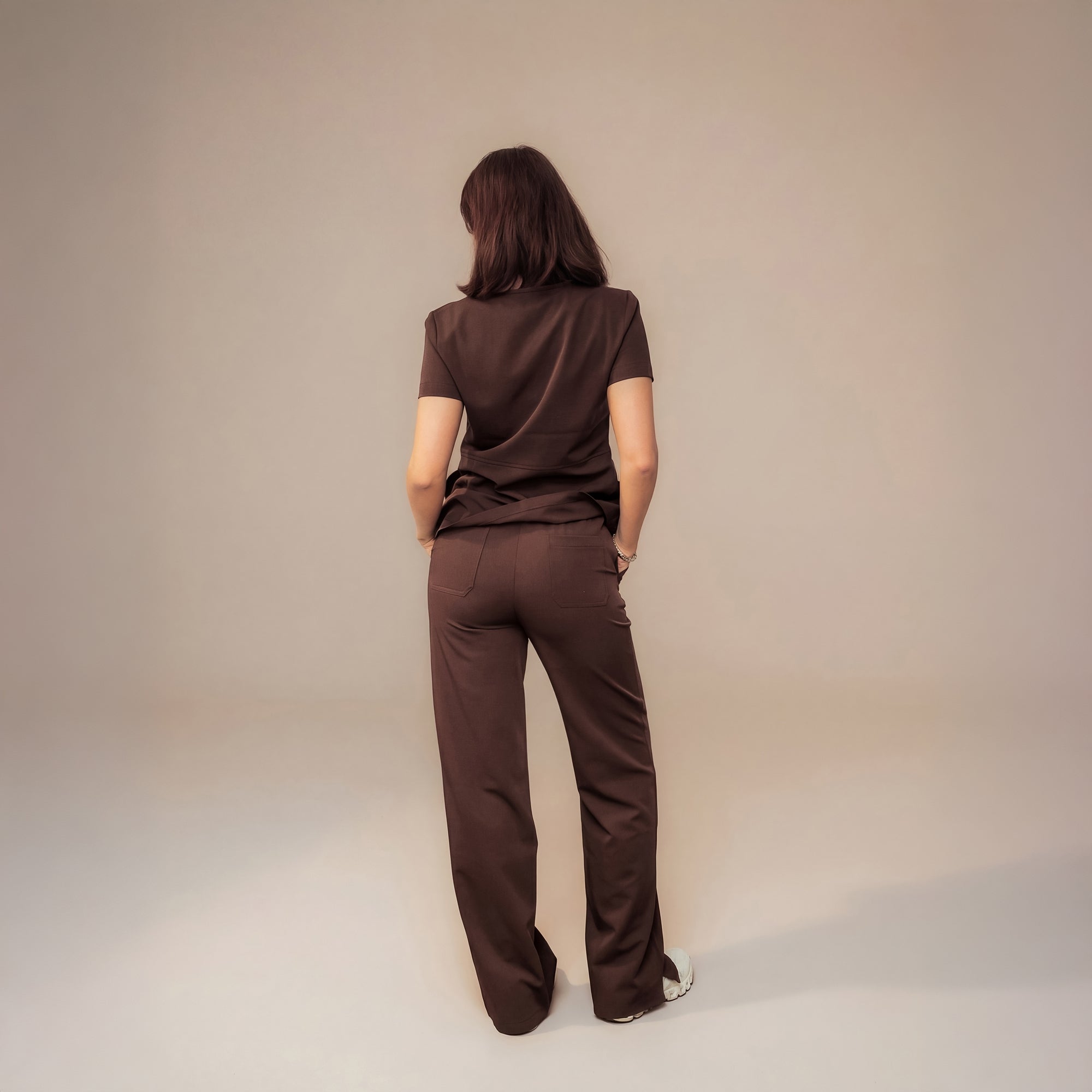 Tokyo Beli Lastikli Scrub Pantolon Cocoa