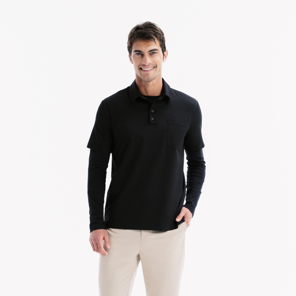 Bowie Kısa Kollu Black Polo Scrub